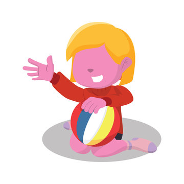 Pink girl holding ball– stock illustration
