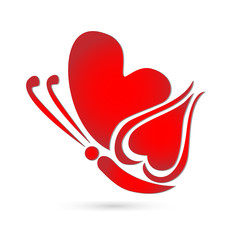 Red butterfly heart shape symbol