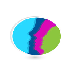Family faces in oval shape .Connected people vector icon