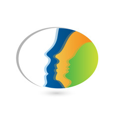 Family faces in oval shape .Connected people vector icon