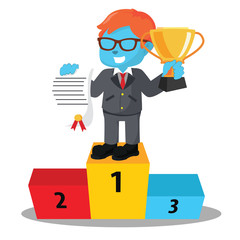 Blue businessman winner first place– stock illustration
