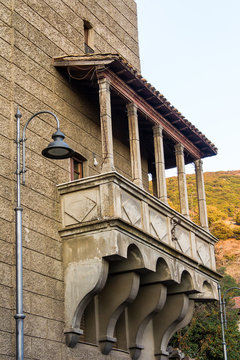 ARITZO, ITALIA - SETTEMBRE 27, 2014: architettura esterna del Castello Arangino in stile neogotico - Sardegna