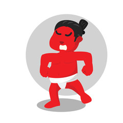 Red sumo wrestler angry– stock illustration
