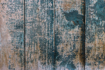 Wooden boards with cracked paint. Blue paint. Vintage texture