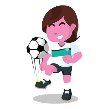 Pink female soccer player juggling– stock illustration
