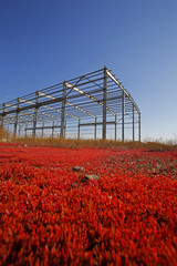 In the construction site, steel structure is under construction