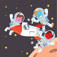 Group of astronaut repairing rocket– stock illustration 