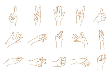 Hand gestures contour vector set - 183582674