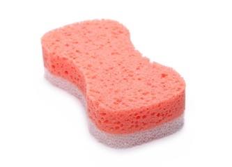 Red sponge isolated on white background