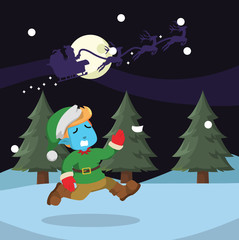 Santa left his blue elf behind– stock illustration
