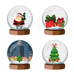 Set of christmas snow globe