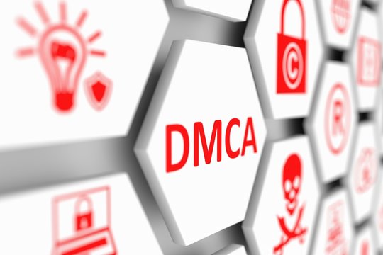 DMCA concept cell blurred background 3d illustration