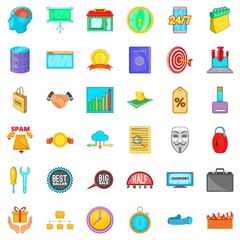 Exchange icons set, cartoon style