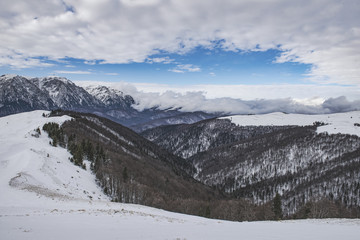 Fototapeta na wymiar Winter landscape in Carpathians, Romania