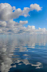 wolken, spiegelung, wasser, horizont