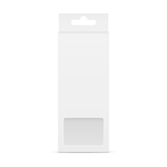 High carton box mockup for pencils or markers - front view. Packaging for stationery. Vector illustration