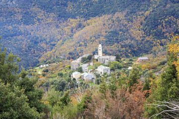 The Figarella Village on the Corsica Island in autumn