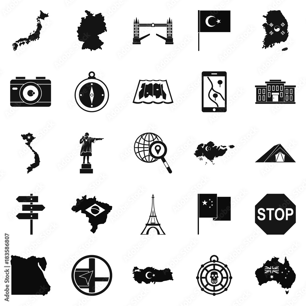 Poster display icons set, simple style