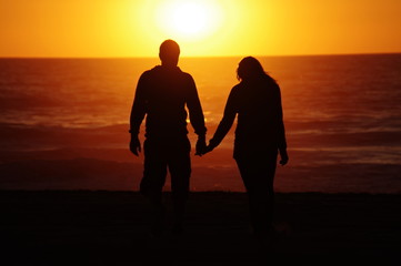 loving couple beach sunset