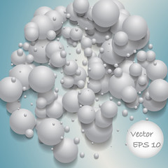 Ball of white spheres abstract 3D render.