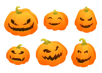 Set of Gradient elements Pumpkin face for Halloween. Holidays character design