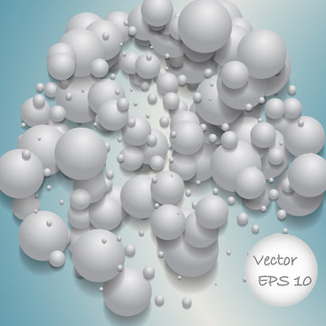 Ball of white spheres abstract 3D render. © lddmitry