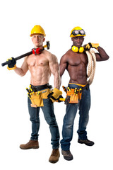 Strong construction workers