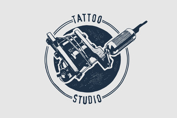 Vector tattoo studio logo template. Cool retro styled vector emblem.