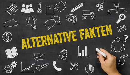 Tafel mit Icons und Text - Alternative Fakten