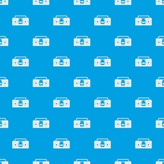 Vintage tape recorder pattern seamless blue