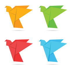 bird origami colored illustration