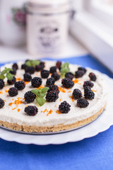 Cheesecake with blackberries