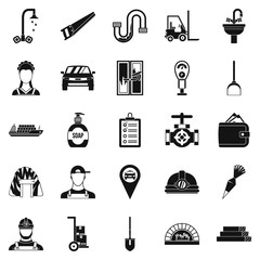 Drudgery icons set, simple style