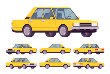 Yellow sedan set