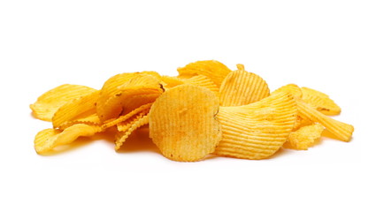 Potato chips isolated on white background