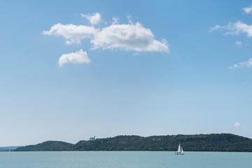 View of Tihany and Lake Balaton from Balatonfured, Hungary