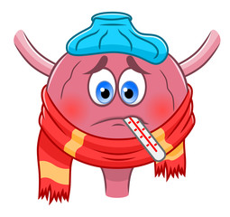 Cartoon sick bladder