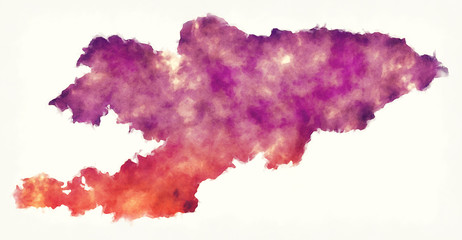 Obraz premium Kyrgyzstan watercolor map in front of a white background