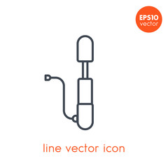 Bicycle pump vector icon on white in linear style