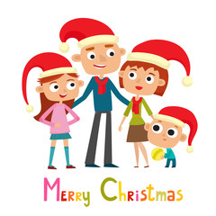 Cute family in cartoon style isolated on white.
