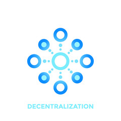 decentralization vector icon, logo element on white