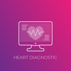 ecg, heart diagnostic, electrocardiography icon
