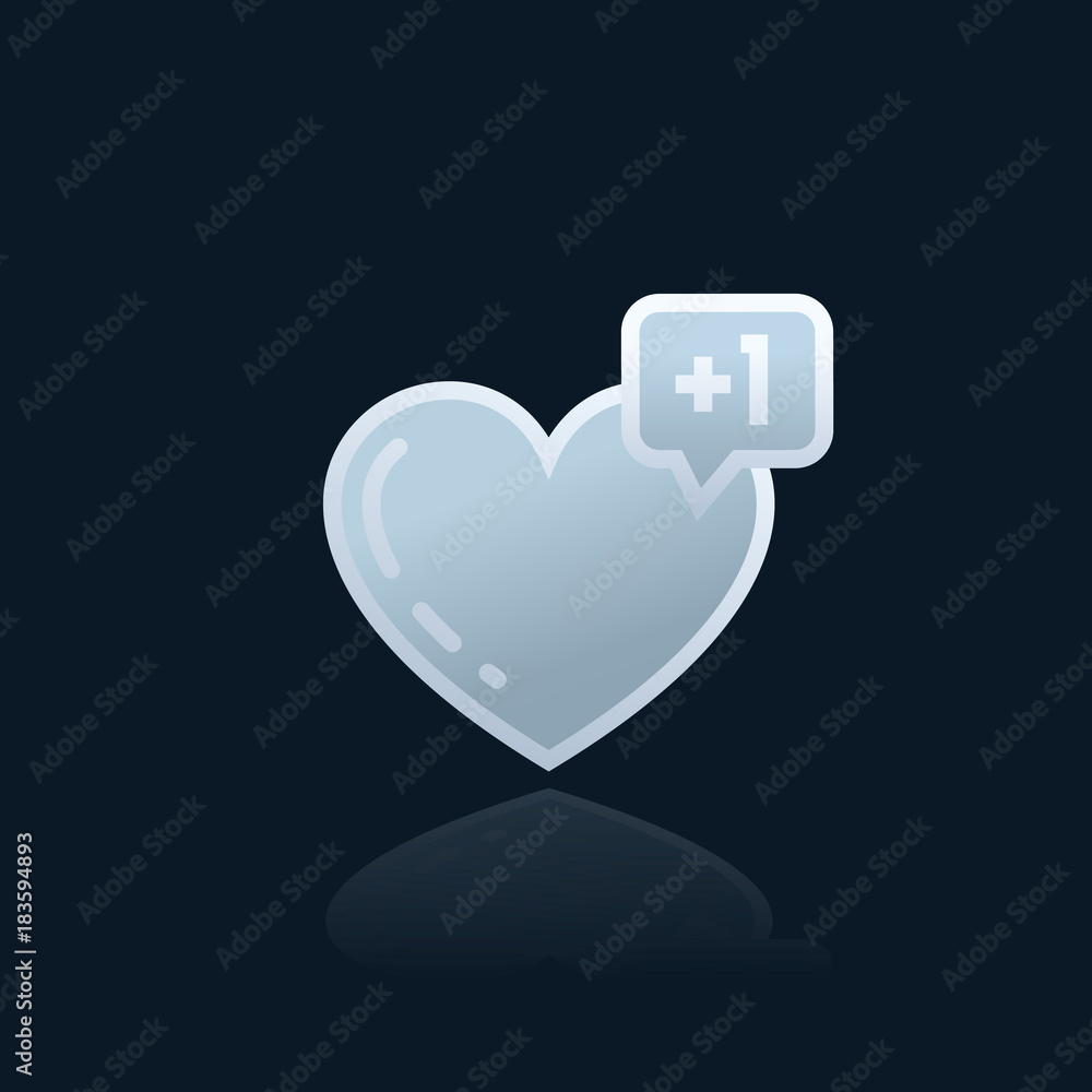 Poster heart like with notification vector icon