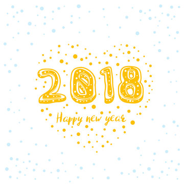 Happy new year 2018 vector card design on white