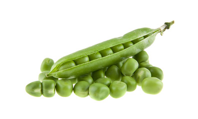 green peas isolated on white background