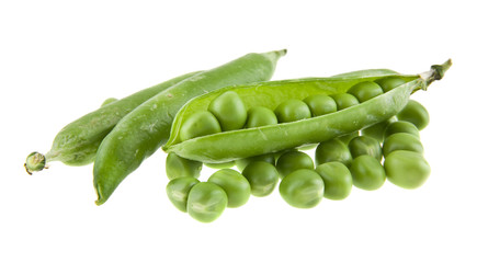 green peas isolated on white background