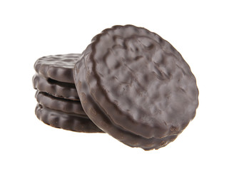 cookies in chocolate isolated on white background