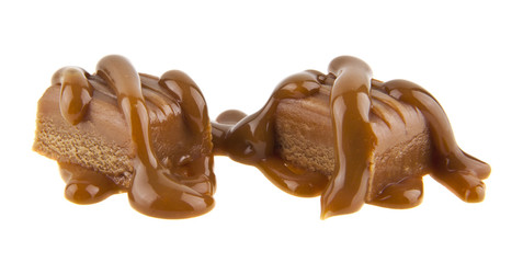 caramel isolated on white background closeup