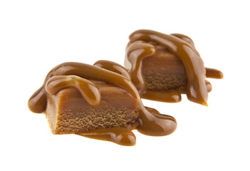 caramel isolated on white background closeup