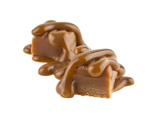 caramel isolated on white background closeup